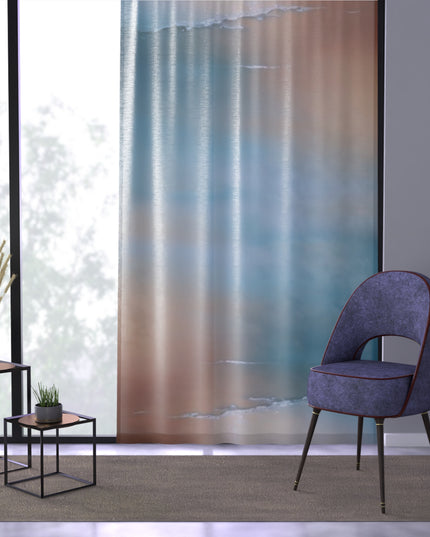 Blue Sea Peach Fog Window Curtain, 50" x 84", partially transparent