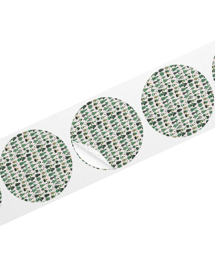 Mini Vintage Green Trees Round Sticker Label Rolls, 2" x 2"