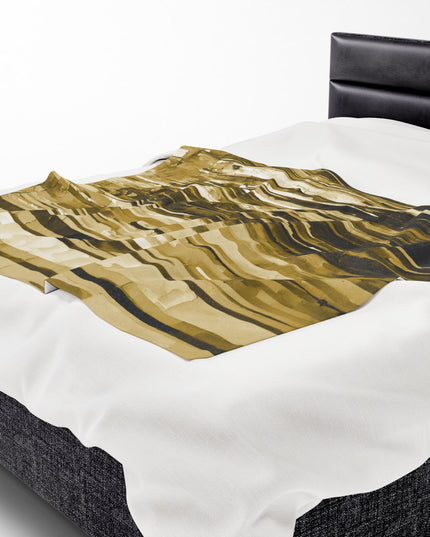Striped Light Brown Velveteen Plush Blanket, 50" x 60"