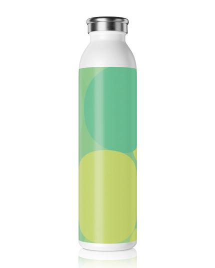 Pastel Green Patches Slim Water Bottle, 20 oz White