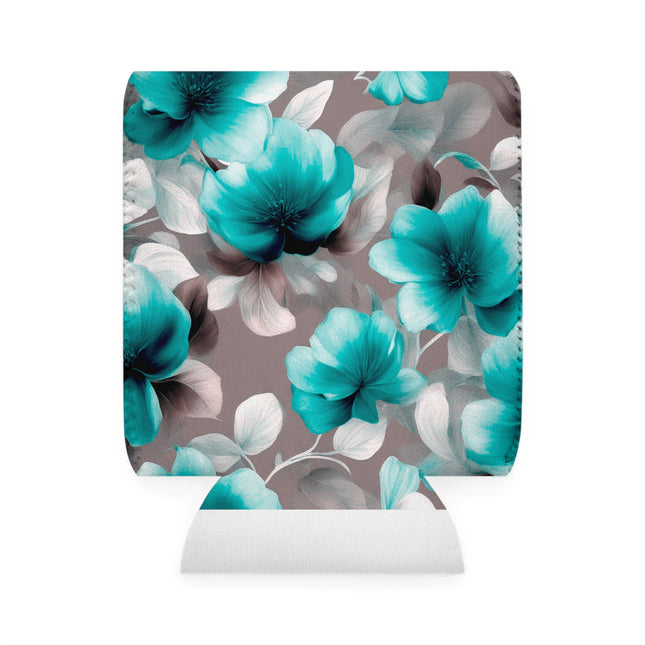 Tif Green Gray Floral Bunch 12 oz Can Cooler Sleeve