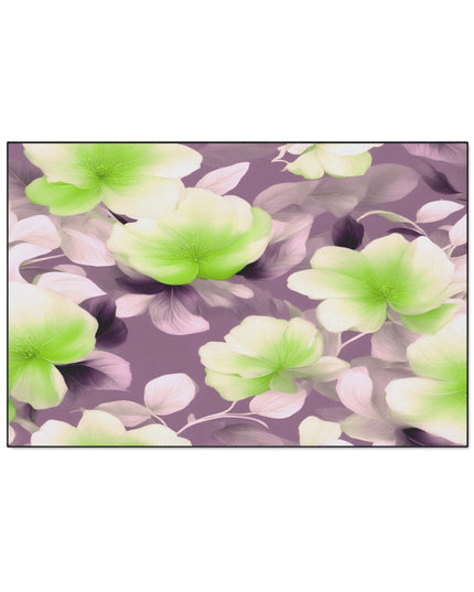 Lime Lavender Floral Bunch Heavy Duty Floor Mat, 48" x 72"