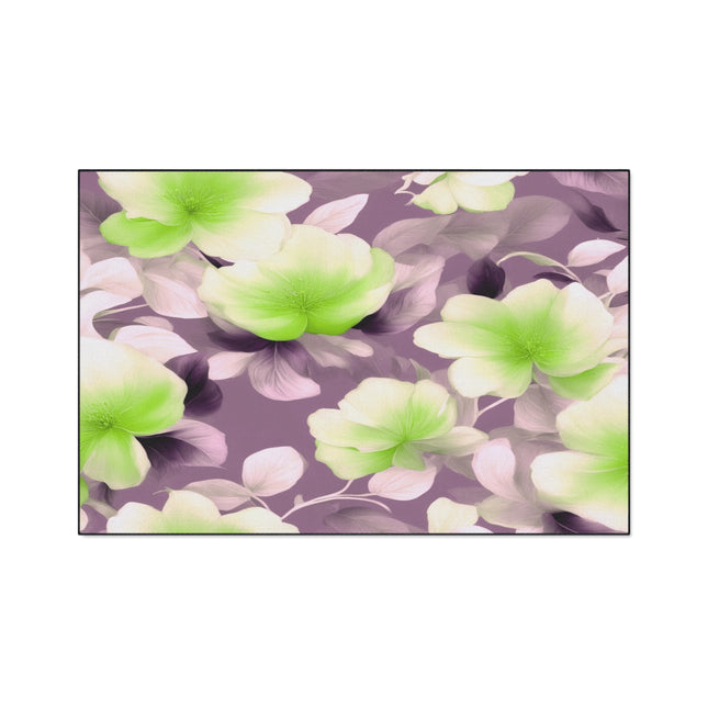 Lime Lavender Floral Bunch Heavy Duty Floor Mat, 48" x 72"
