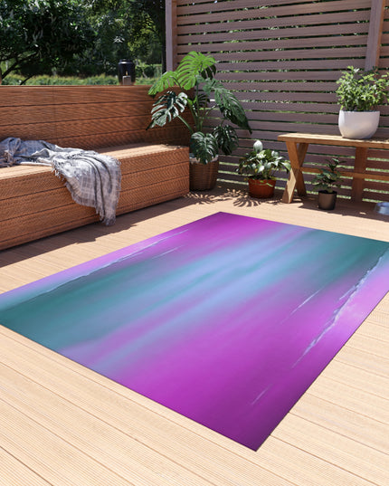 Dark Blue Green Sea Purple Fog Outdoor Rug, 60" x 84"
