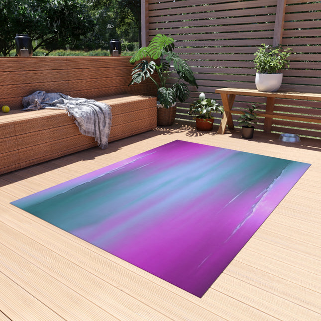 Dark Blue Green Sea Purple Fog Outdoor Rug, 60" x 84"