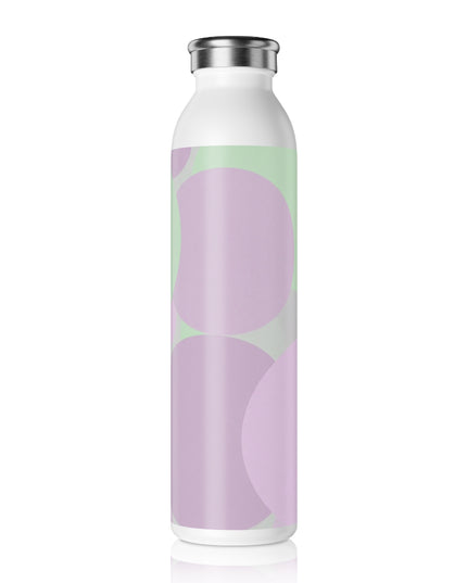 Pastel Lavender Purple and Soft Green Patches Slim Water Bottle, 20 oz White