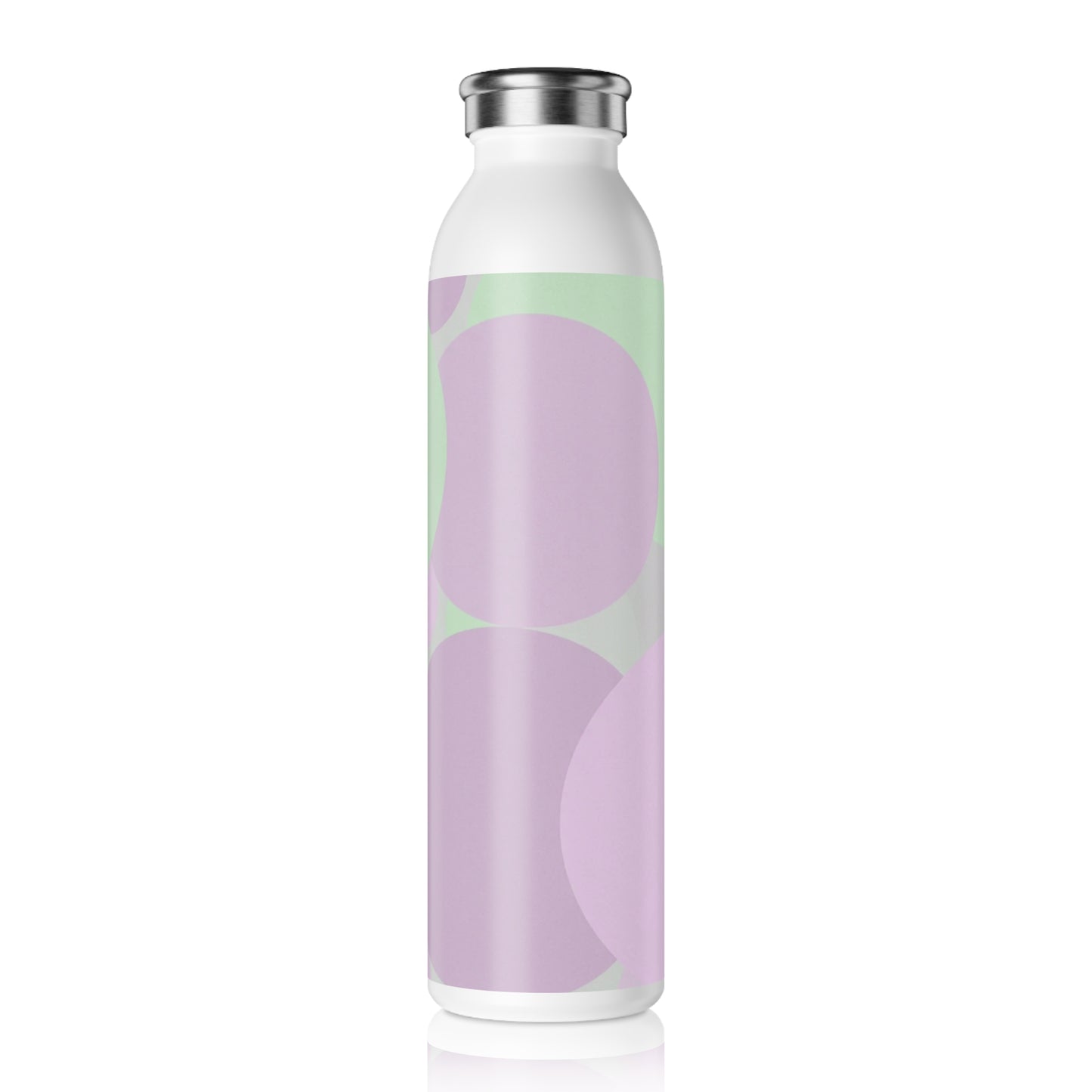 Pastel Lavender Purple and Soft Green Patches Slim Water Bottle, 20 oz White