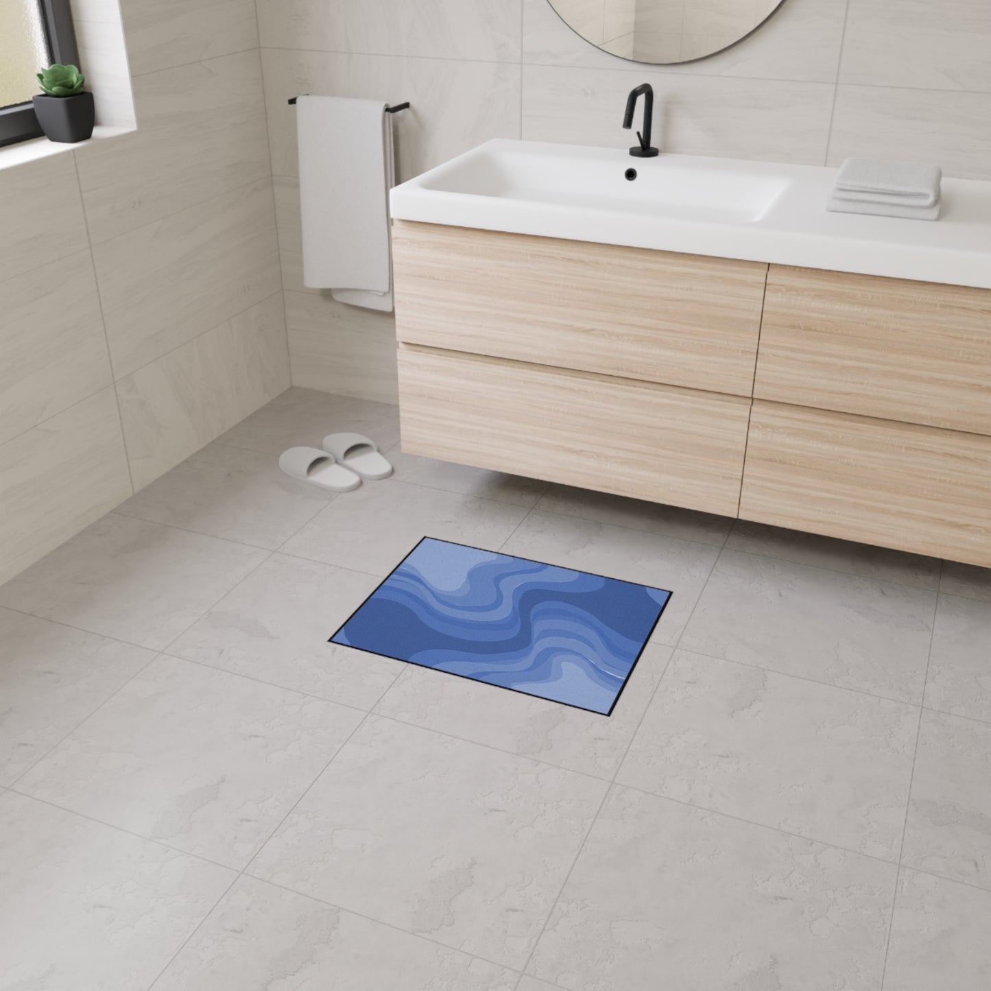 Deep Blue Wavey 18" x 24" Heavy Duty Floor Mat