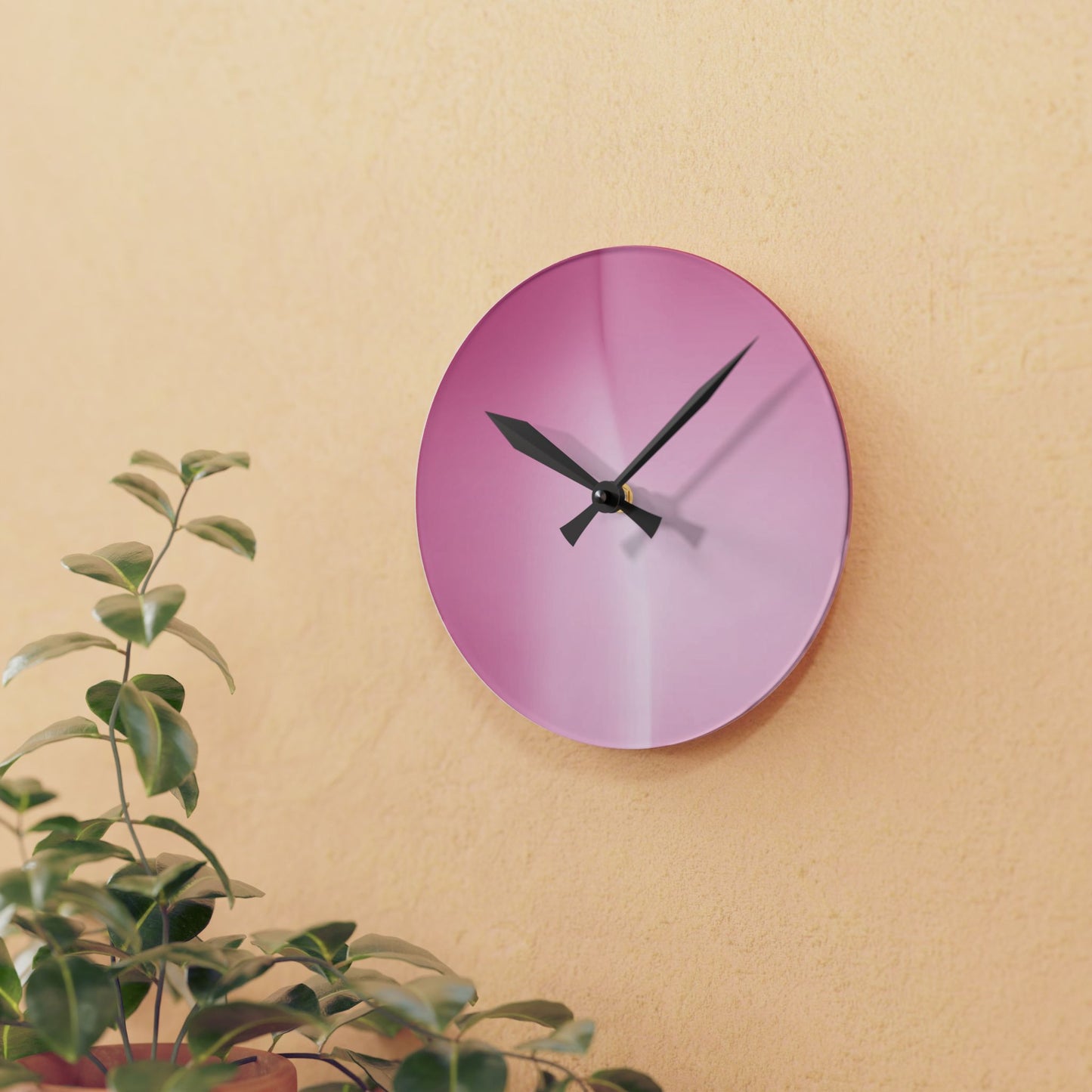 Pink Blush Fade Acrylic Round Wall Clock, 8" x 8"