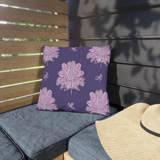 Magenta Floral Butterflies 16" x 16" Outdoor Pillow