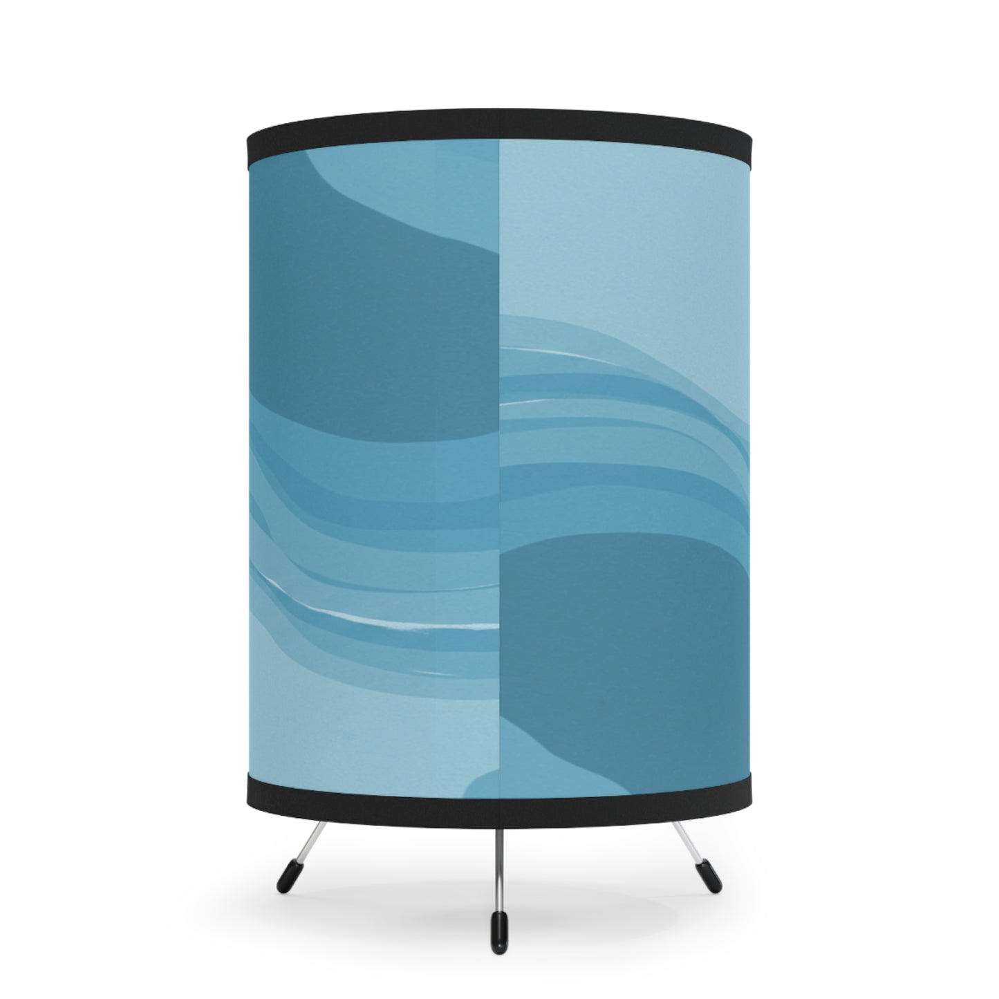 Sky Blue Wavey Tripod Lamp with High-Res Printed Shade, US\CA plug