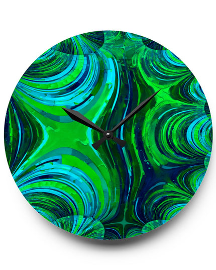 Uzi Spiral Blue Green Acrylic Wall Clock, Round or Square, 10.75" x 10.75"