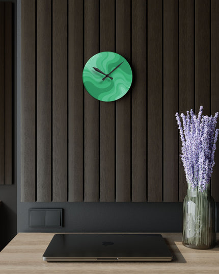 Mint Green Wavey 8" x 8" Round Acrylic Wall Clock