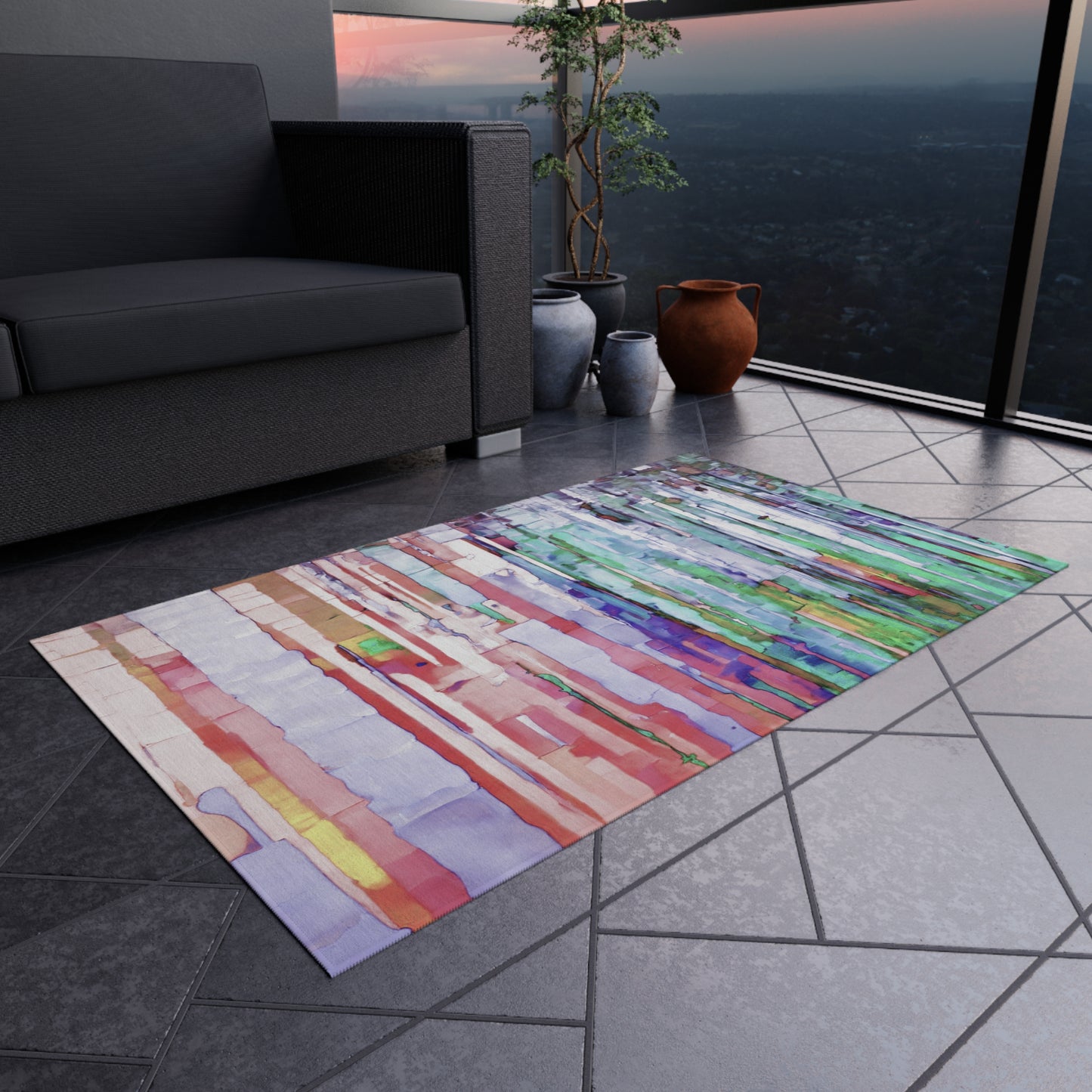 Striped Pastels 36" x 60" Outdoor Rug
