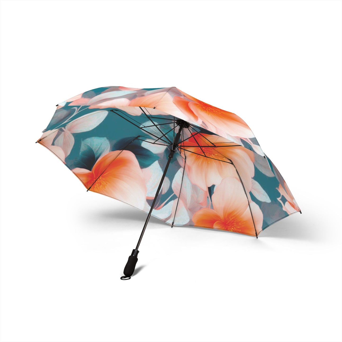 Orange Blossom Floral Bunch Foldable Umbrella - Compact & Chic
