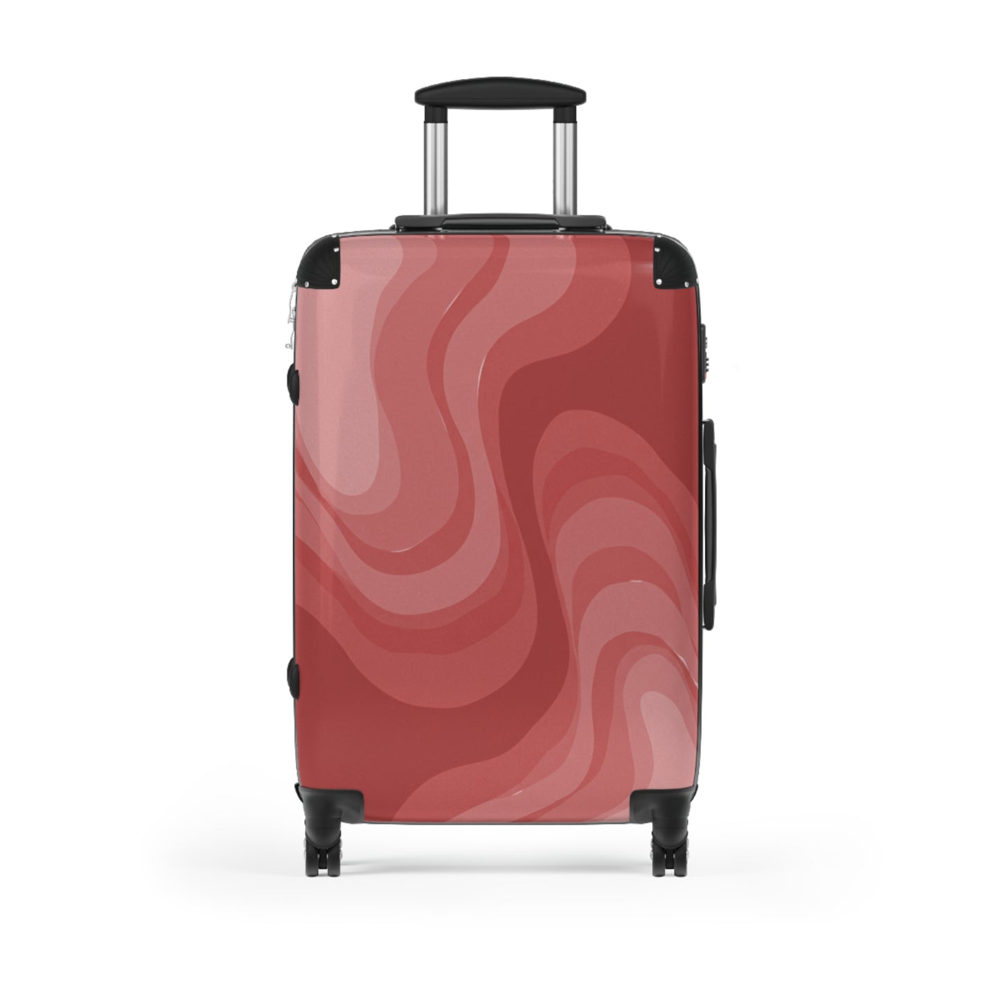 Power Red Wavey Medium Suitcase with built in lock, 4 double-wheels, telescopic handle, and ABS back hard-shell