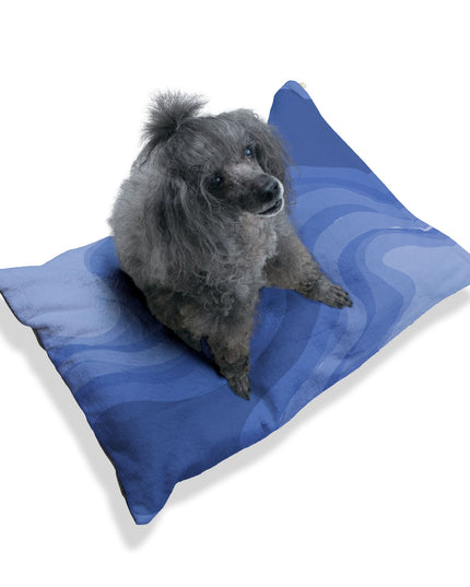 Deep Blue Wavey 28" × 18" Pet Bed