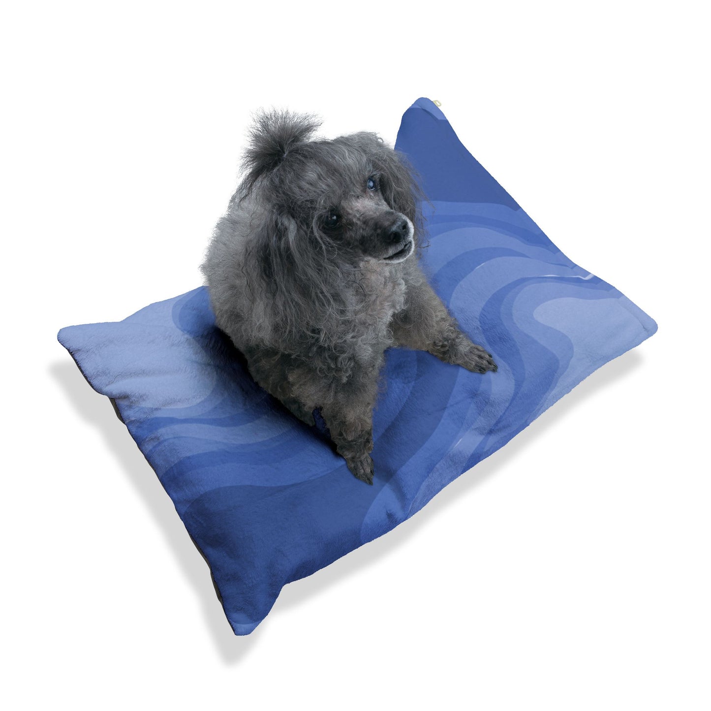 Deep Blue Wavey 28" × 18" Pet Bed