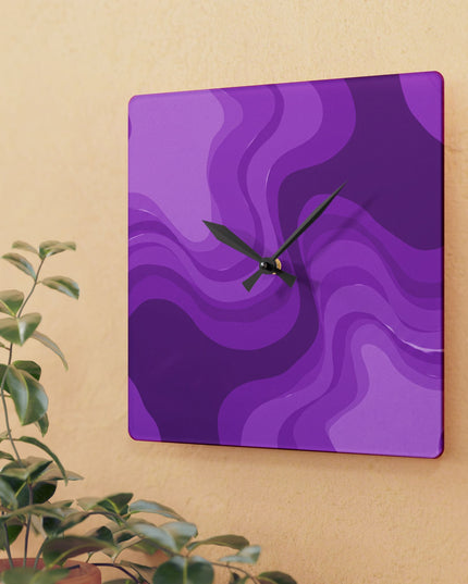 Wavey Purple Wavey 10.75" x 10.75" Round or Square Acrylic Wall Clock