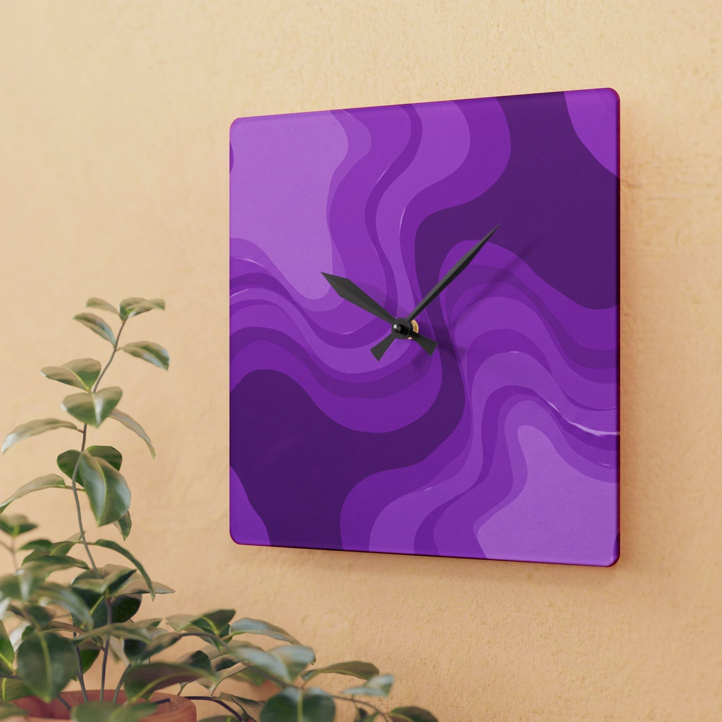 Wavey Purple Wavey 10.75" x 10.75" Round or Square Acrylic Wall Clock