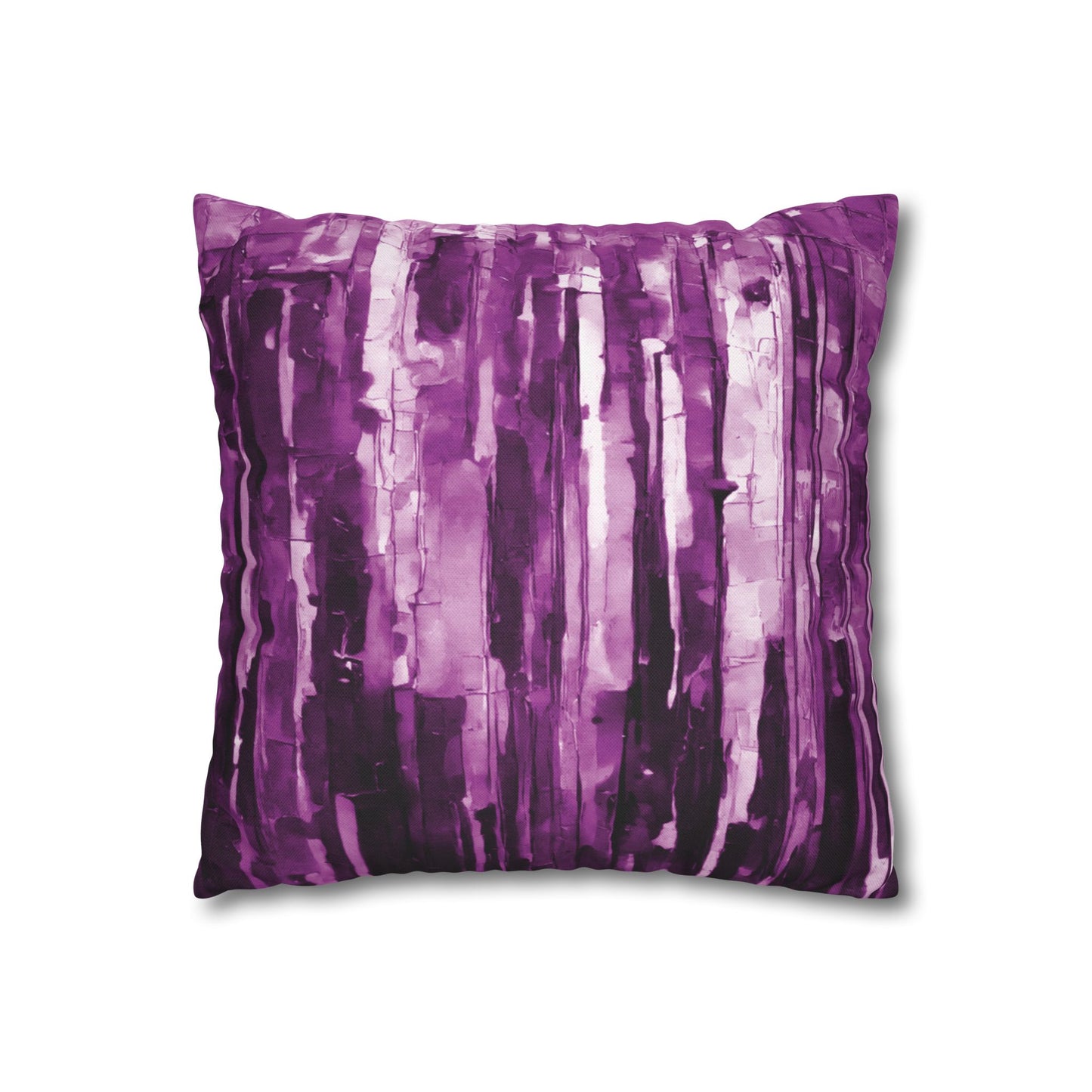 Striped Powder Lavender Spun Polyester Square Pillowcase, 14" x 14"