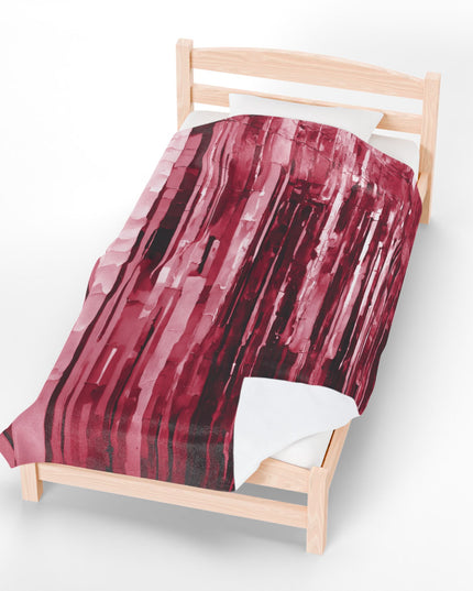 Striped Ruby Velveteen Plush Blanket, 60" x 80"