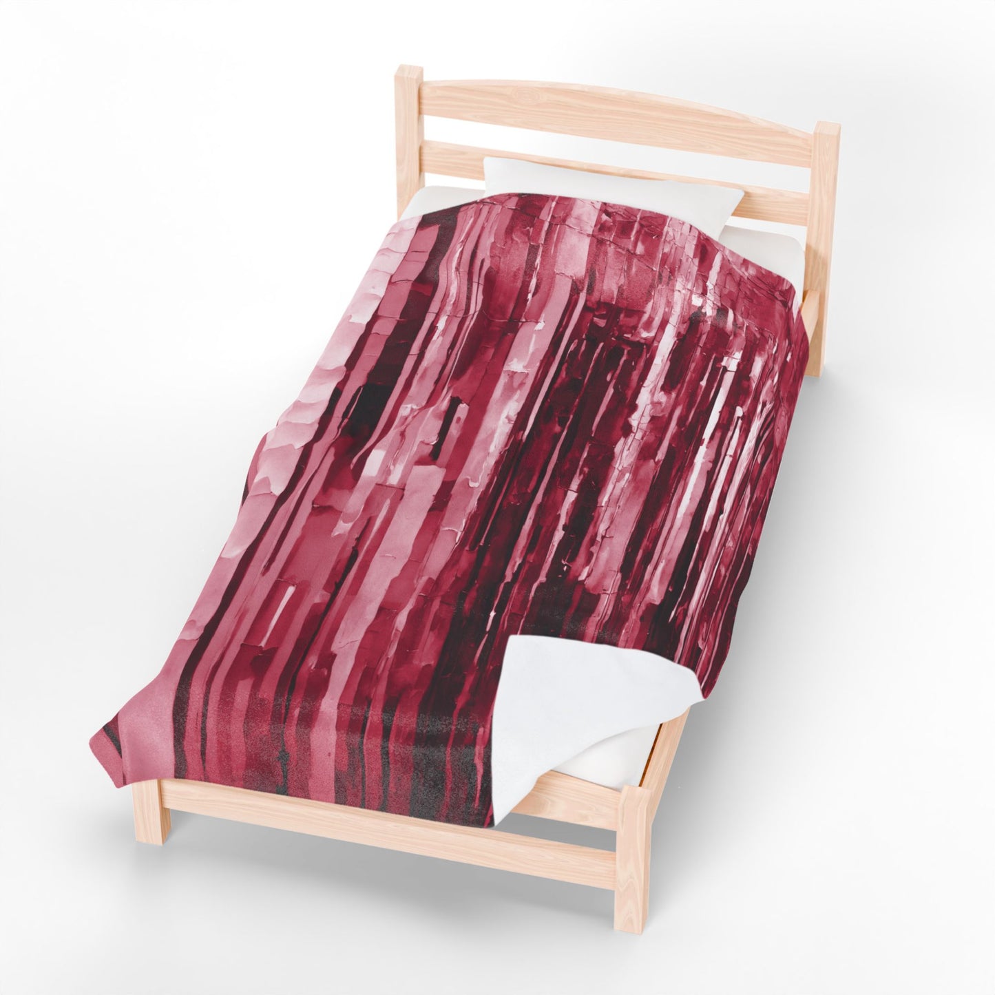 Striped Ruby Velveteen Plush Blanket, 60" x 80"
