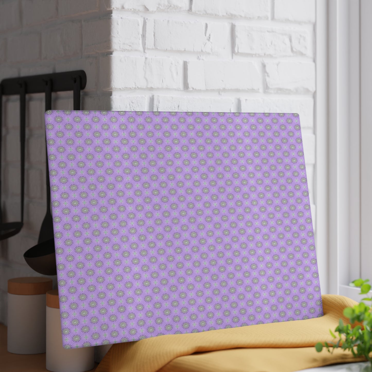 Lavender Star-crossed Bodies Glass Cutting Board, 11" x 15"