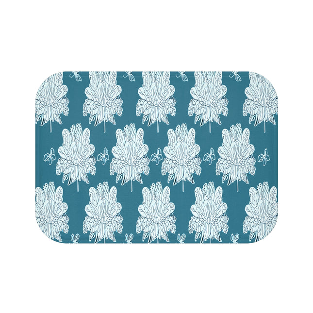 Tif Green White Floral Butterflies 24" x 17" Bath Mat