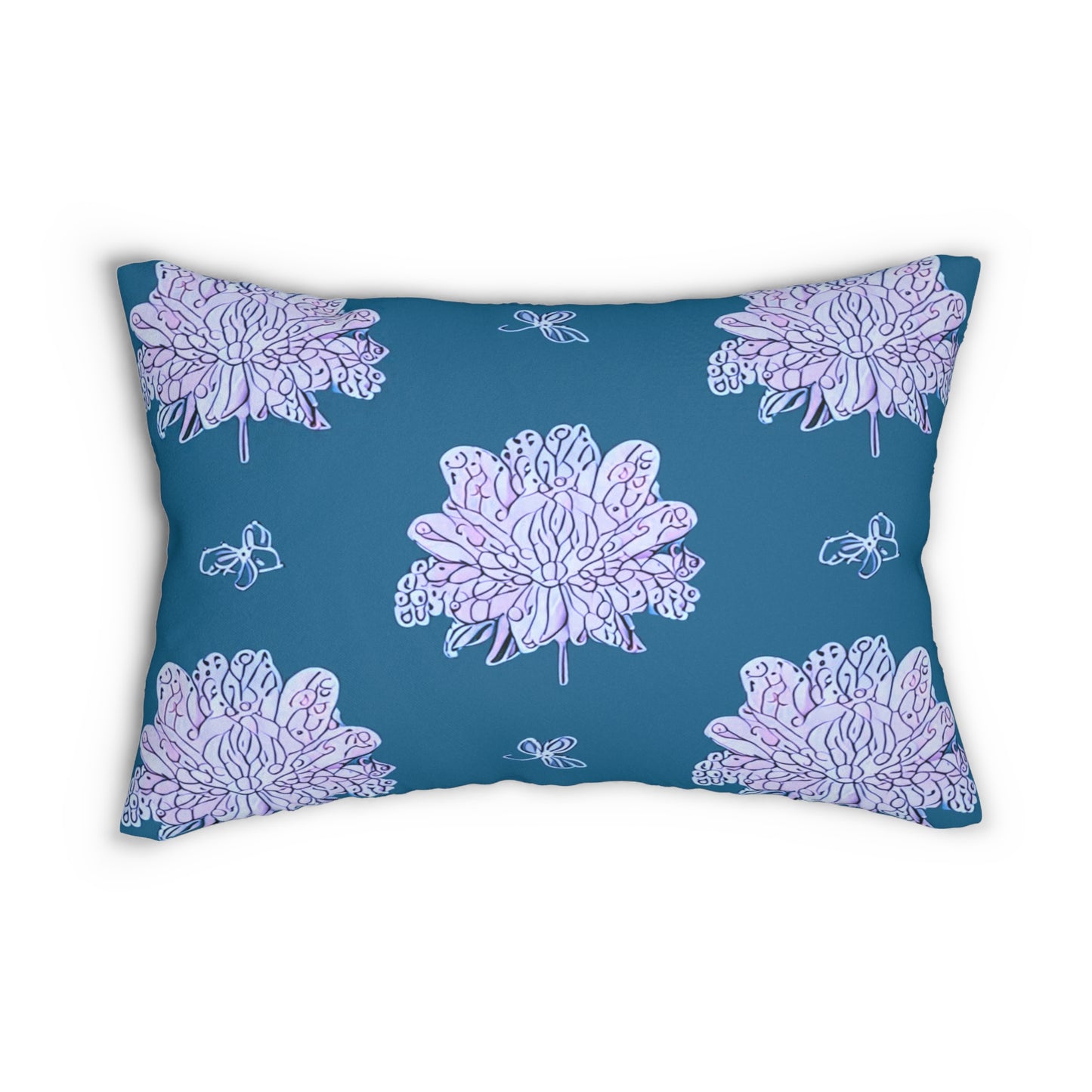 Lavender Floral Butterflies Spun Polyester Lumbar Pillow, 20" x 14"