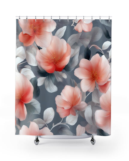 Red Blossom Floral Bunch Shower Curtains, 71" x 74"