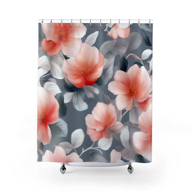 Red Blossom Floral Bunch Shower Curtains, 71" x 74"