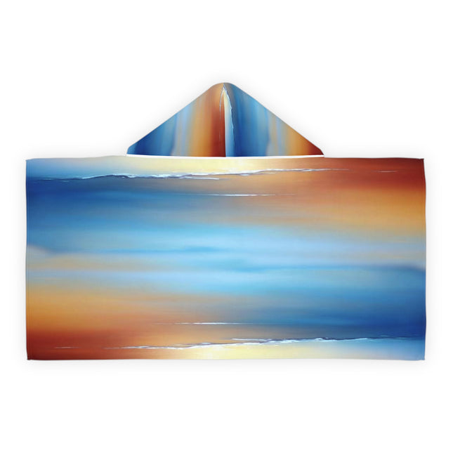 Blue Sea Red Orange Fog Youth Hooded Towel, 24" x 48"