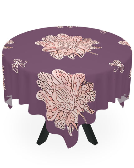 Pink Floral Butterflies Tablecloth, 55" x 55"
