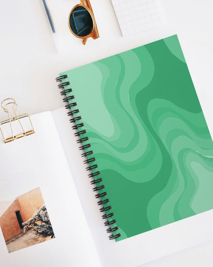 Mint Green Wavey Spiral Notebook - Ruled Line, 6" x 8", 118 pages