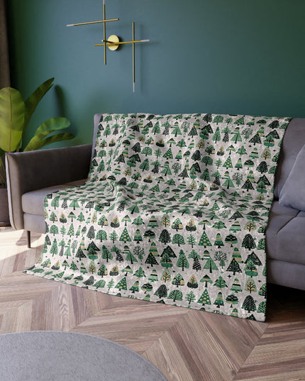 Mini Vintage Green Trees 50" x 60" Crushed Velvet Blanket
