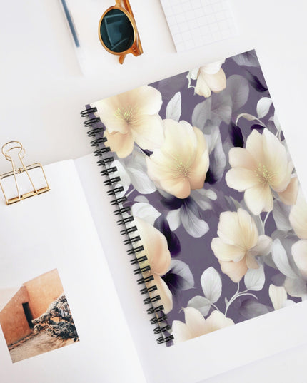 White Blush Floral Bunch Spiral Notebook - Ruled Line, 6" x 8", 118 pages