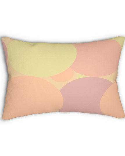 Pastel Hot Peach Patches Spun Polyester Lumbar Pillow, 20" x 14"