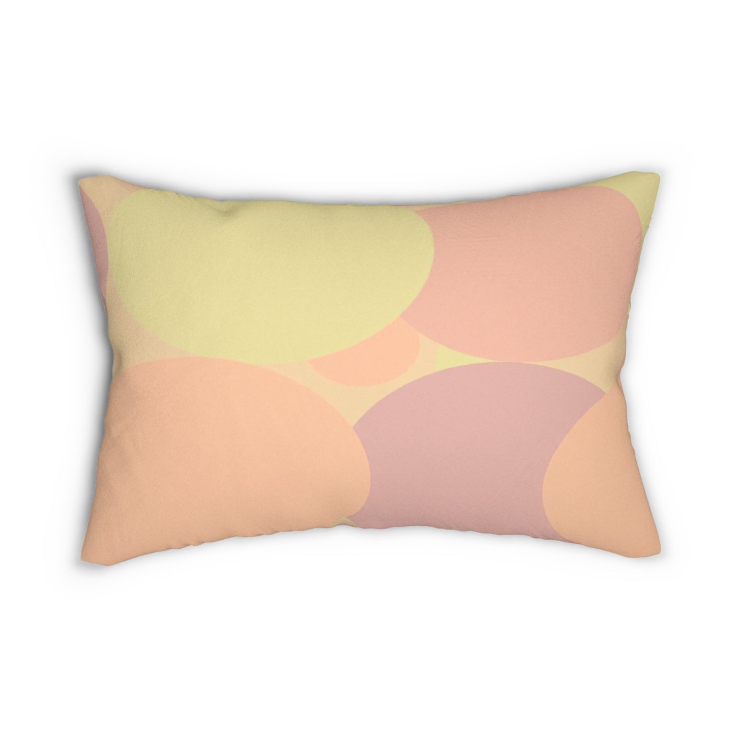 Pastel Hot Peach Patches Spun Polyester Lumbar Pillow, 20" x 14"