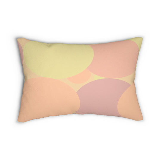 Pastel Hot Peach Patches Spun Polyester Lumbar Pillow, 20" x 14"