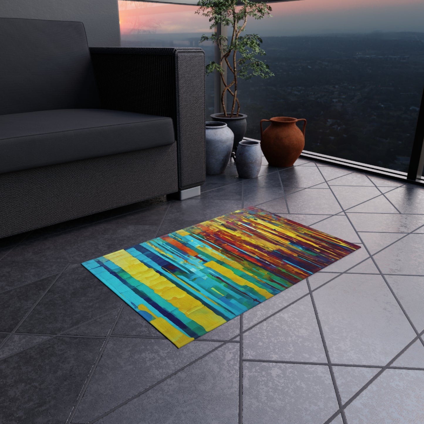 Striped Alpha Outdoor Rug, 24" x 36"