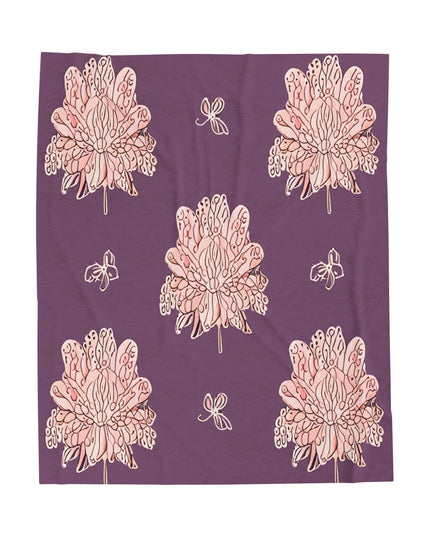 Pink Floral Butterflies Velveteen Plush Blanket, 50" x 60"