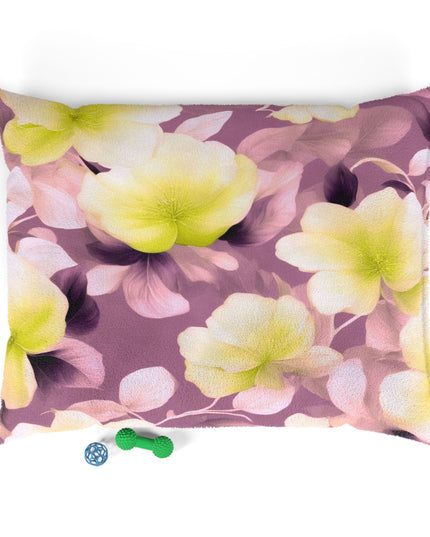 Lemon Blossom Floral Bunch Pet Bed, 50" × 40"