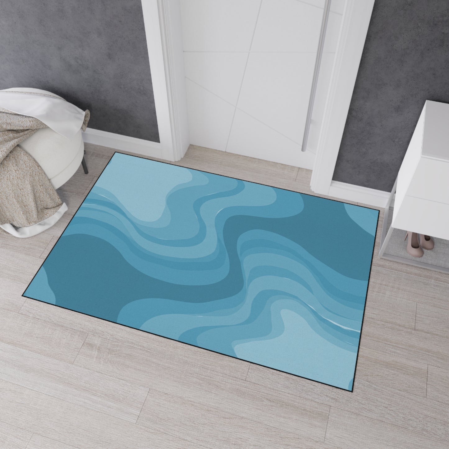Sky Blue Wavey 48" x 72" Heavy Duty Floor Mat