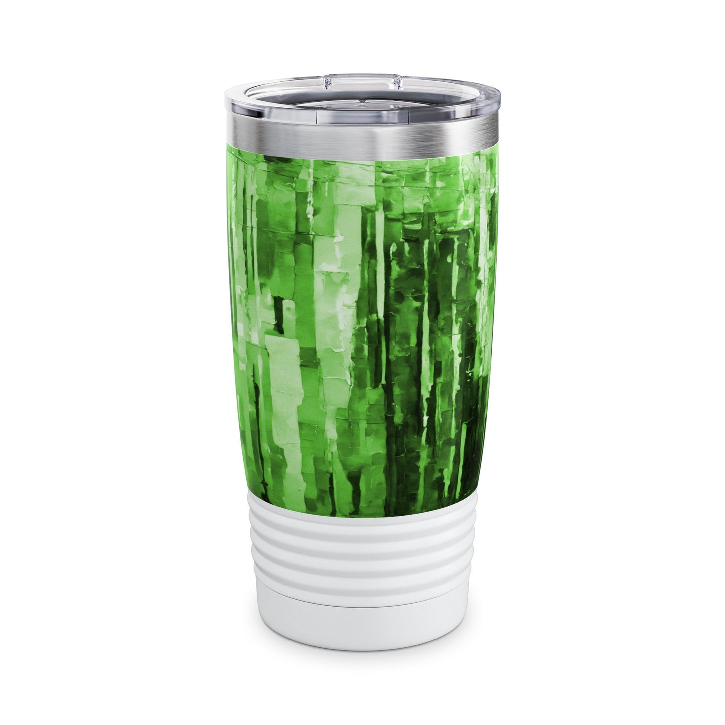 Striped Mint Pastel Ringneck Tumbler, 20oz in white, steel and black