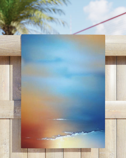 Blue Sea Red Orange Fog Beach Towel, 24" x 44"