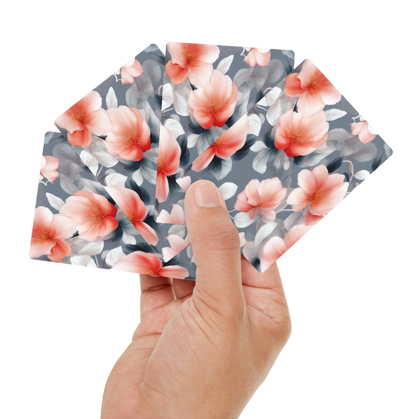Red Blossom Floral Bunch Poker Cards