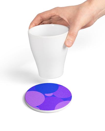 Pastel Purple Family Patches 4" x 4" Round Ceramic Coaster