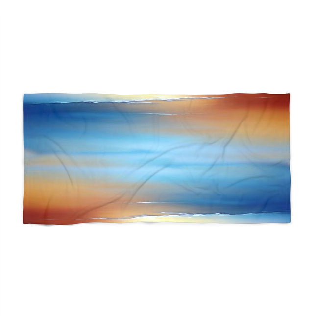 Blue Sea Red Orange Fog Beach Towel, 30" x 60"