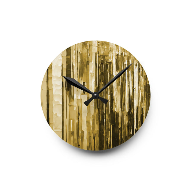Striped Light Brown Acrylic Round Wall Clock, 8" x 8"